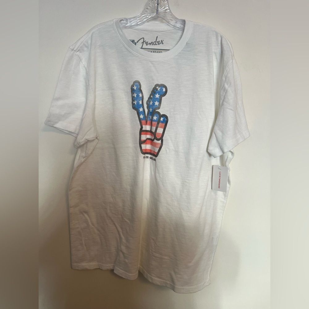 Fender White American Flag Peace Tee